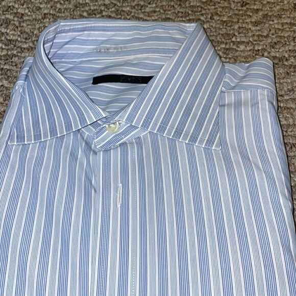 Ungaro Blue & White Striped Long Sleeve, 16.5 - Picture 2 of 4